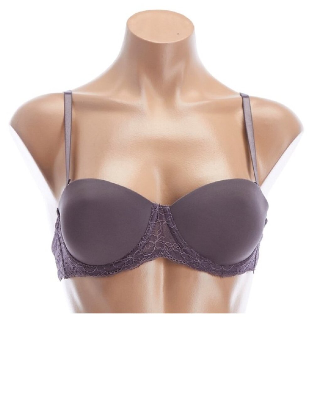 Rene Rofe Convertible Lace Push-Up Bra, Grey, 34A